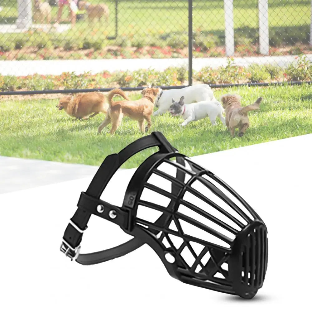Soft Plastic and Leather Strong Dog Muzzle Basket Design Anti-biting Adjusting Straps Mask Dog Muzzle for Small Medium Large Dog