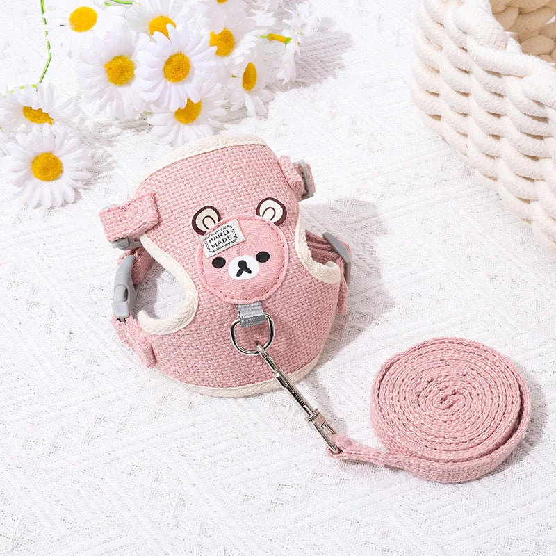 Cute Dog Strap Leash Small Pet Cat Bunny Collar Chest Strap Dog Rope Maltese Chihuahua Puppy Leash Ultra Small Pet Harness New